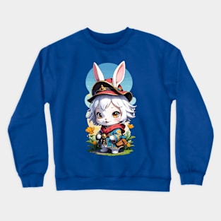 Cute Anime Rabbit Chibi Style Design Crewneck Sweatshirt